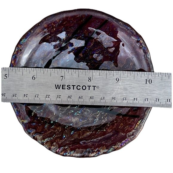 Handcrafted Dichroic Glass Decorative Plate Iridescent Accents 5.25” D Gift - Picture 9 of 10